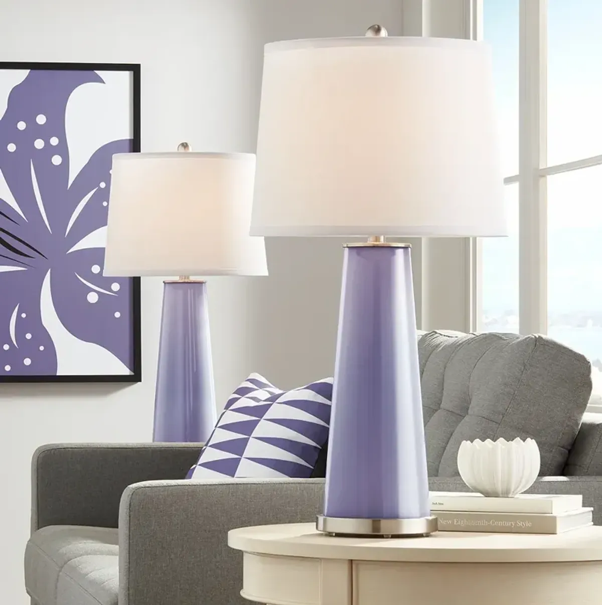 Color Plus Leo 29 1/2" Purple Haze Glass Table Lamps Set of 2