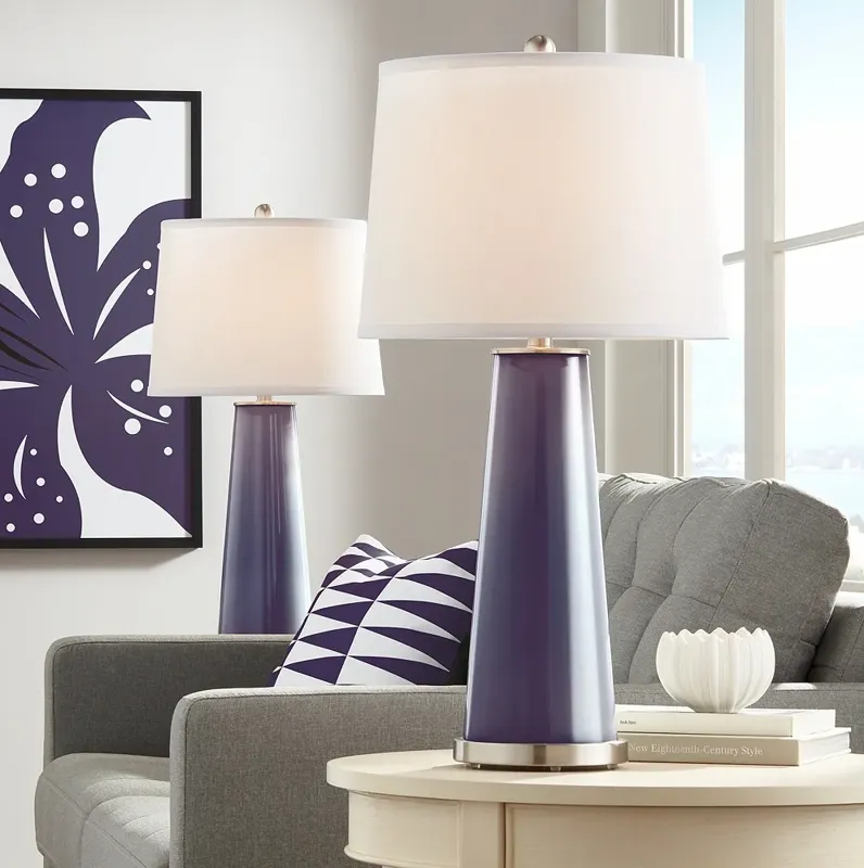 Color Plus Leo 29 1/2" Quixotic Plum Purple Table Lamps Set of 2