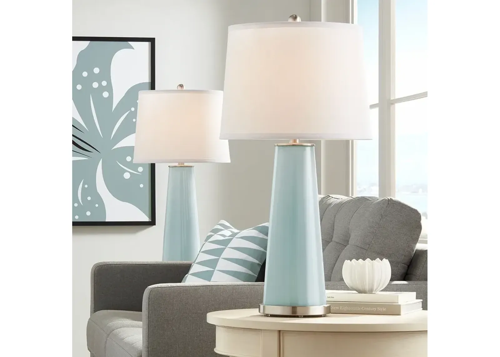 Color Plus Leo 29 1/2" Aqua-Sphere Blue Table Lamps Set of 2