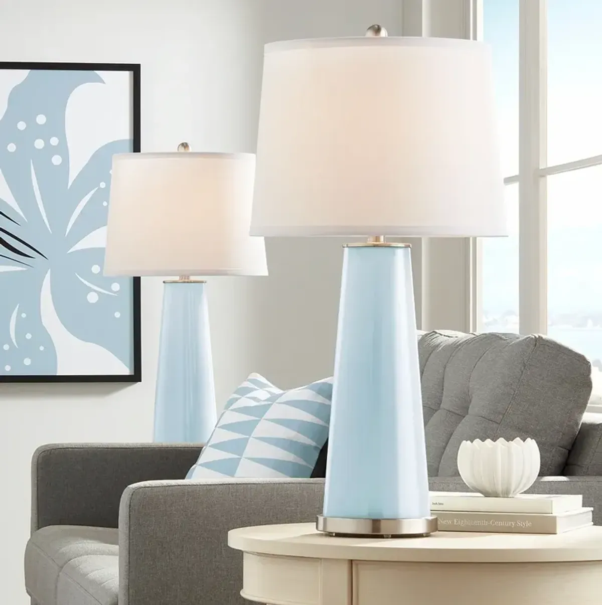 Color Plus Leo 29 1/2" Vast Sky Blue Table Lamps Set of 2