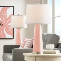 Color Plus Leo 29 1/2" Mellow Coral Pink Glass Table Lamps Set of 2