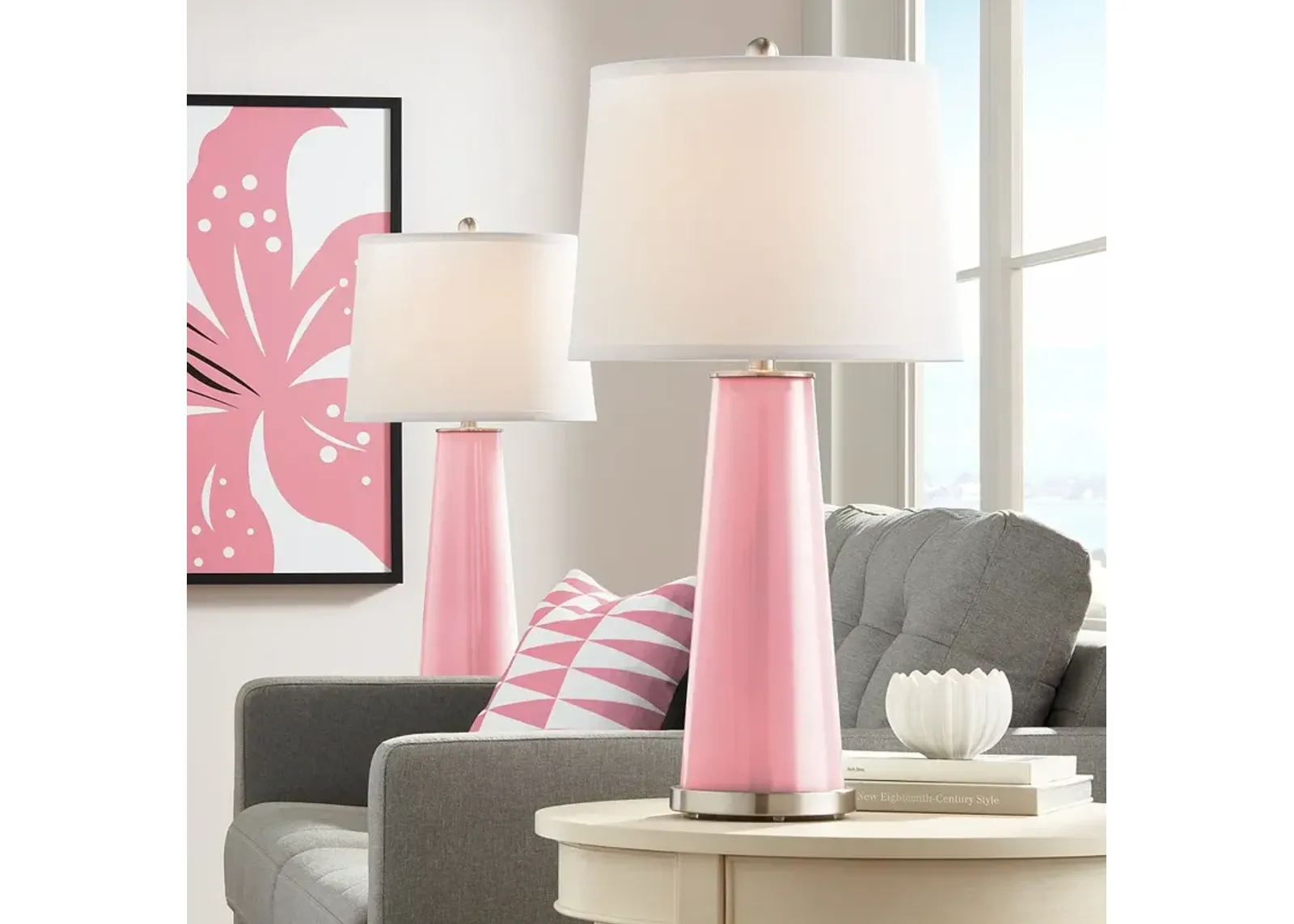 Color Plus Leo 29 1/2" Haute Pink Glass Table Lamps Set of 2