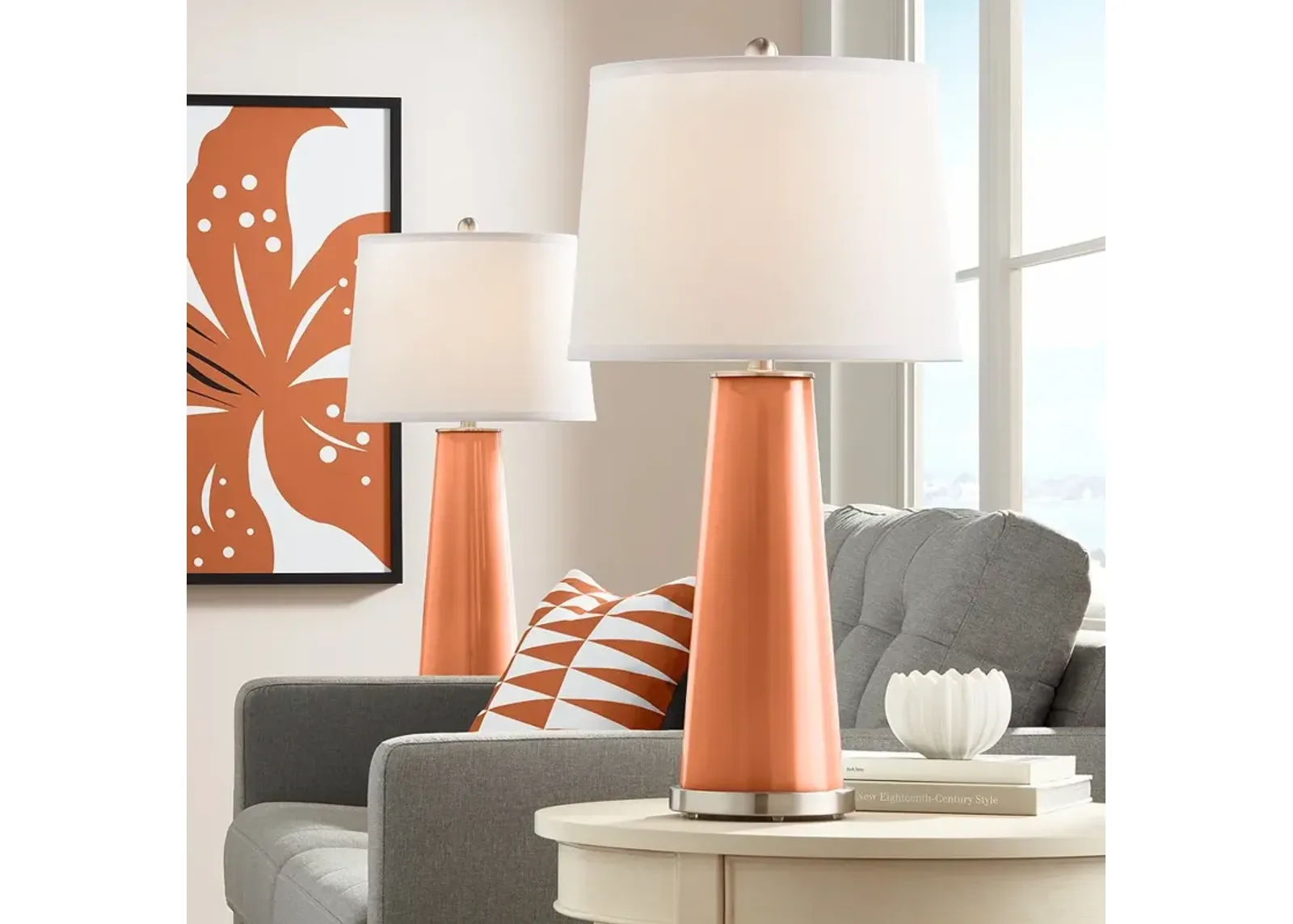 Color Plus Leo 29 1/2" Modern Robust Orange Table Lamps Set of 2