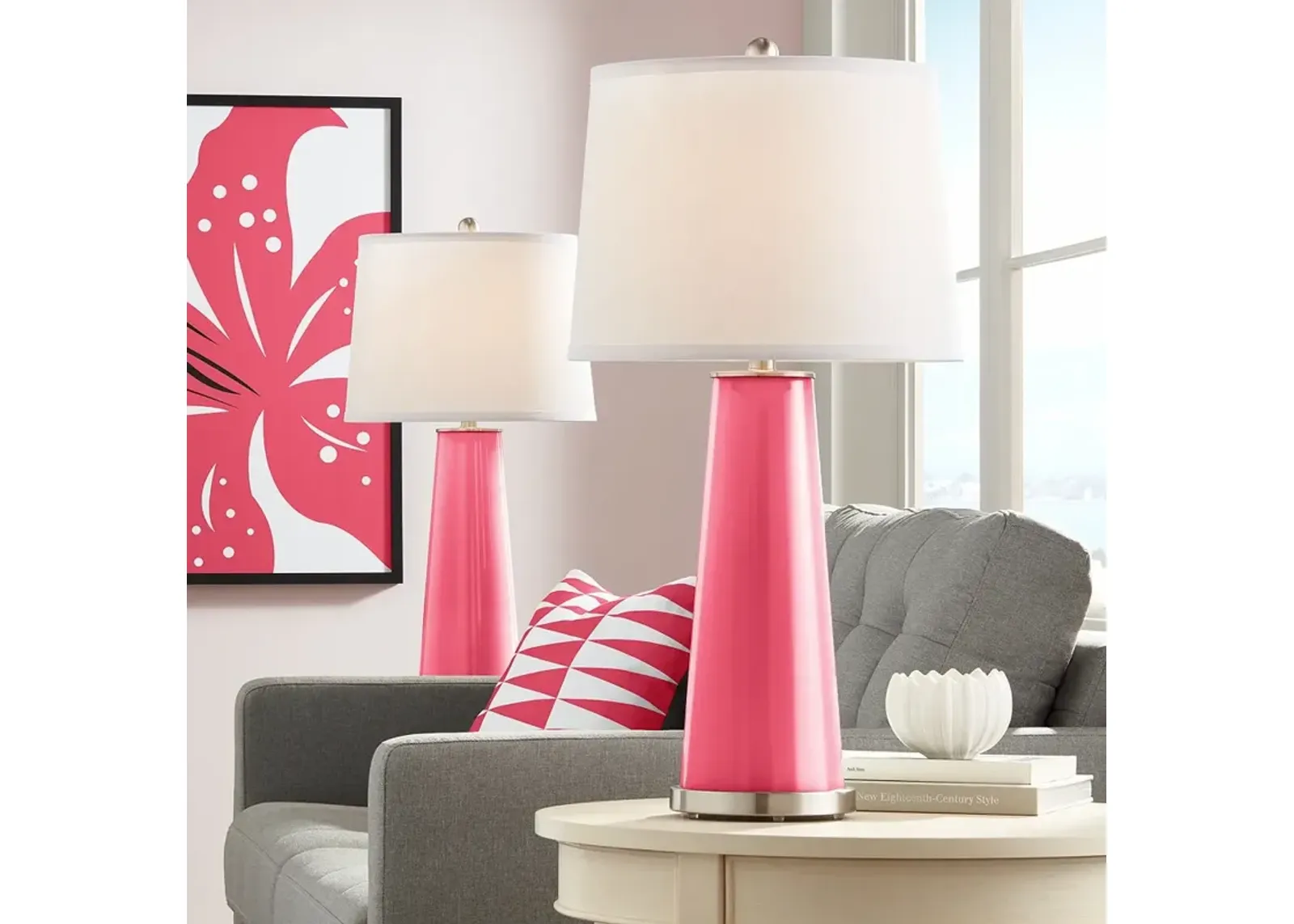 Color Plus Leo 29 1/2" Eros Pink Glass Table Lamps Set of 2