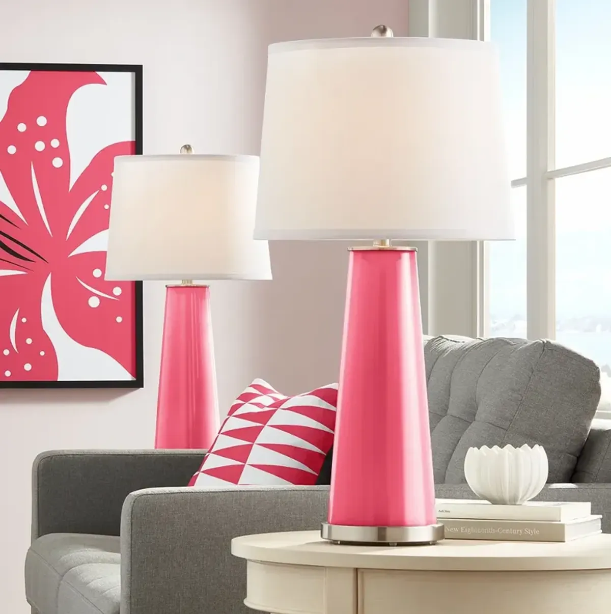 Color Plus Leo 29 1/2" Eros Pink Glass Table Lamps Set of 2