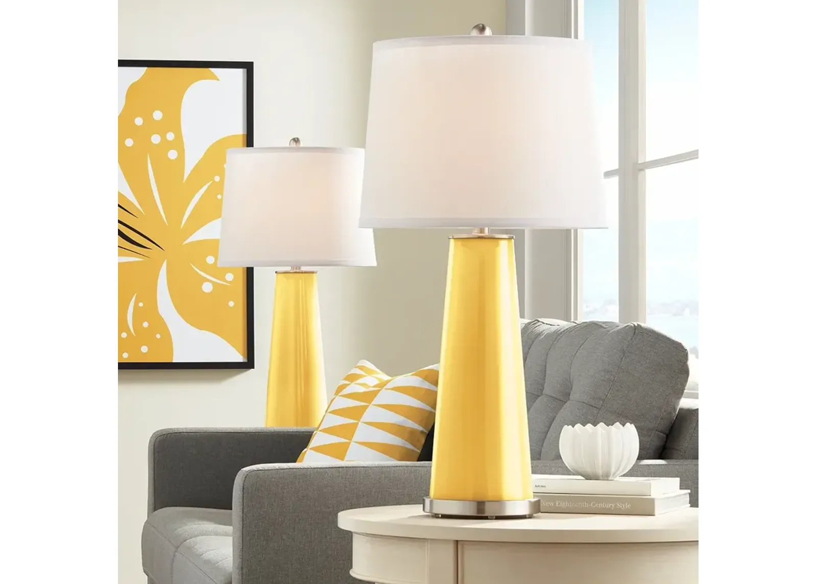 Color Plus Leo 29 1/2" Glass Goldenrod Yellow Table Lamps Set of 2