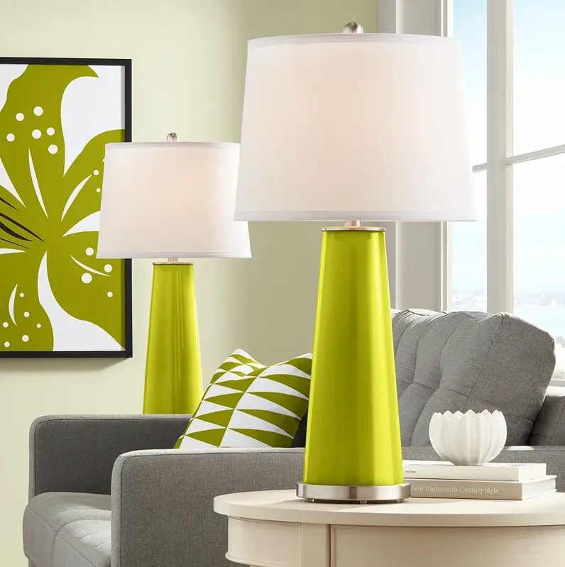 Color Plus Leo 29 1/2" Glass Olive Green Table Lamps Set of 2