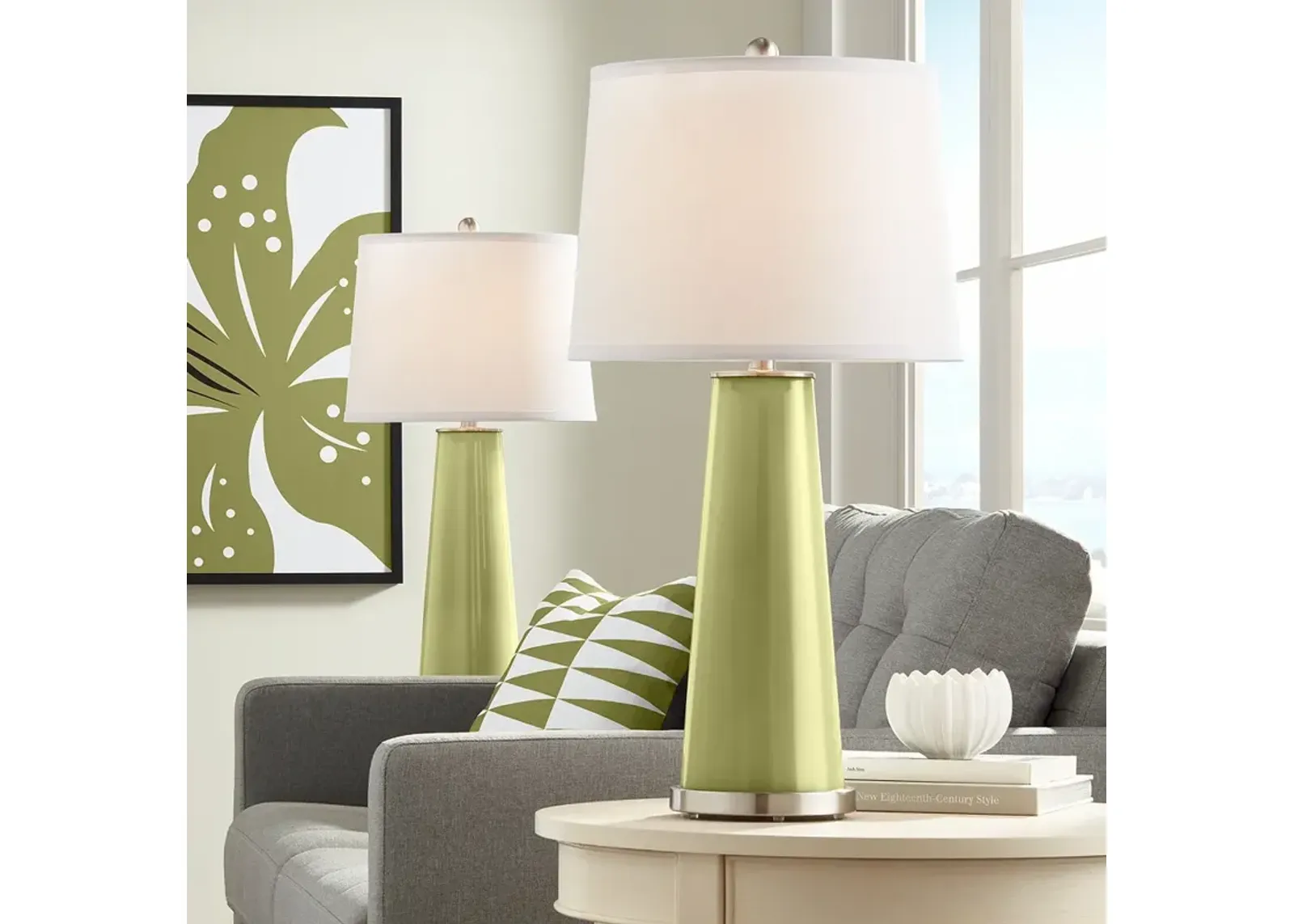 Color Plus Leo 29 1/2" Rural Green Glass Table Lamps Set of 2