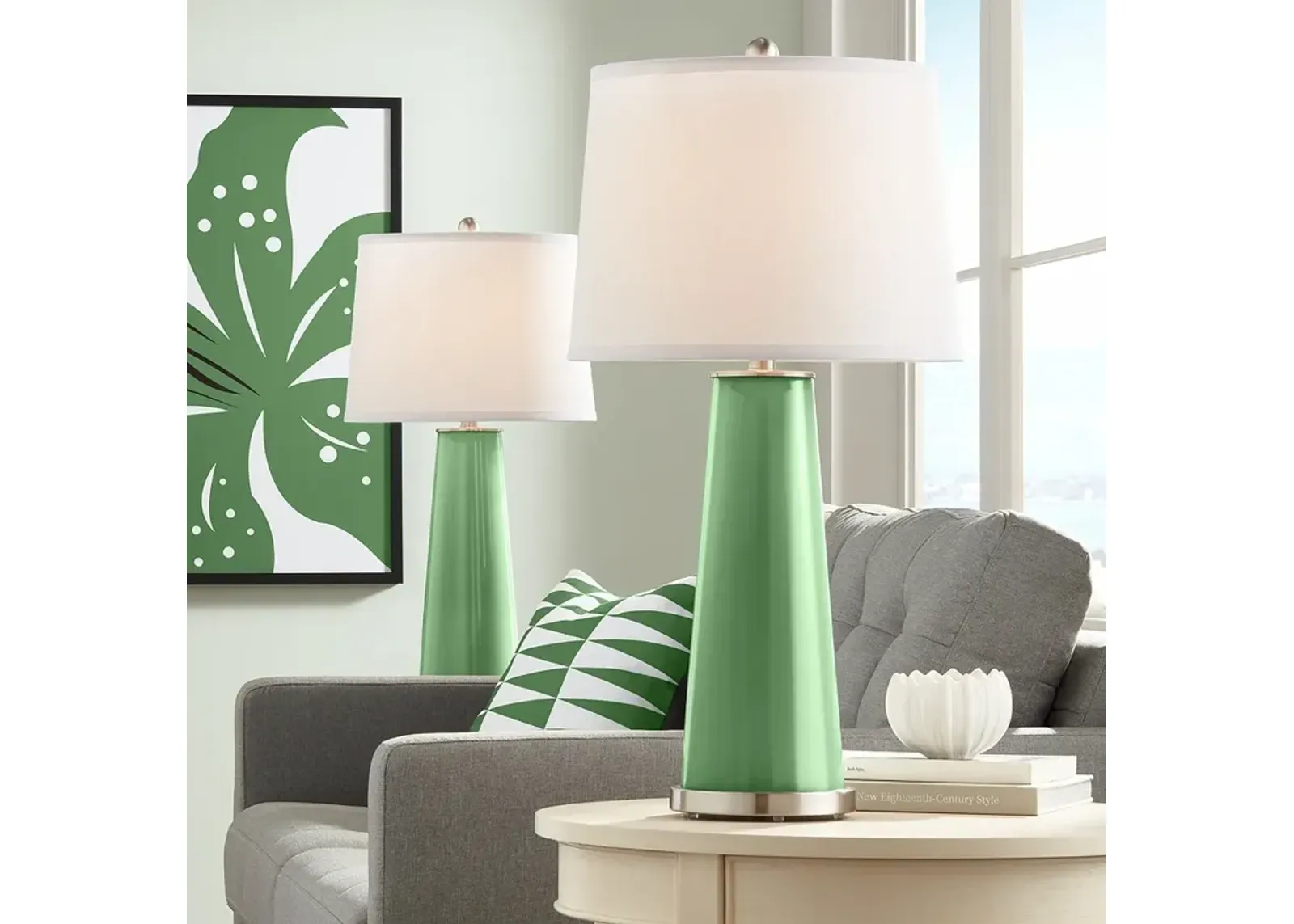 Color Plus Leo 29 1/2" Garden Grove Green Glass Table Lamps Set of 2