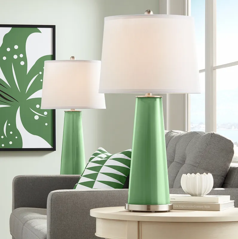 Color Plus Leo 29 1/2" Garden Grove Green Glass Table Lamps Set of 2
