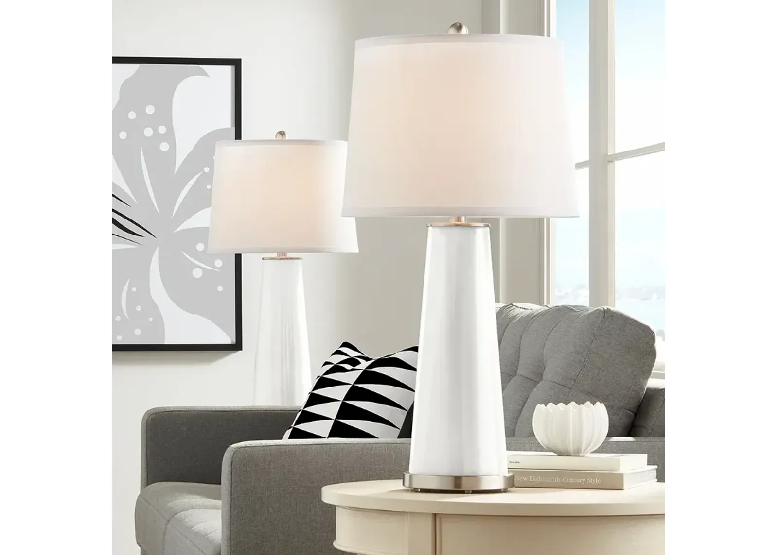 Color Plus Leo 29 1/2" Modern Winter White Table Lamps Set of 2