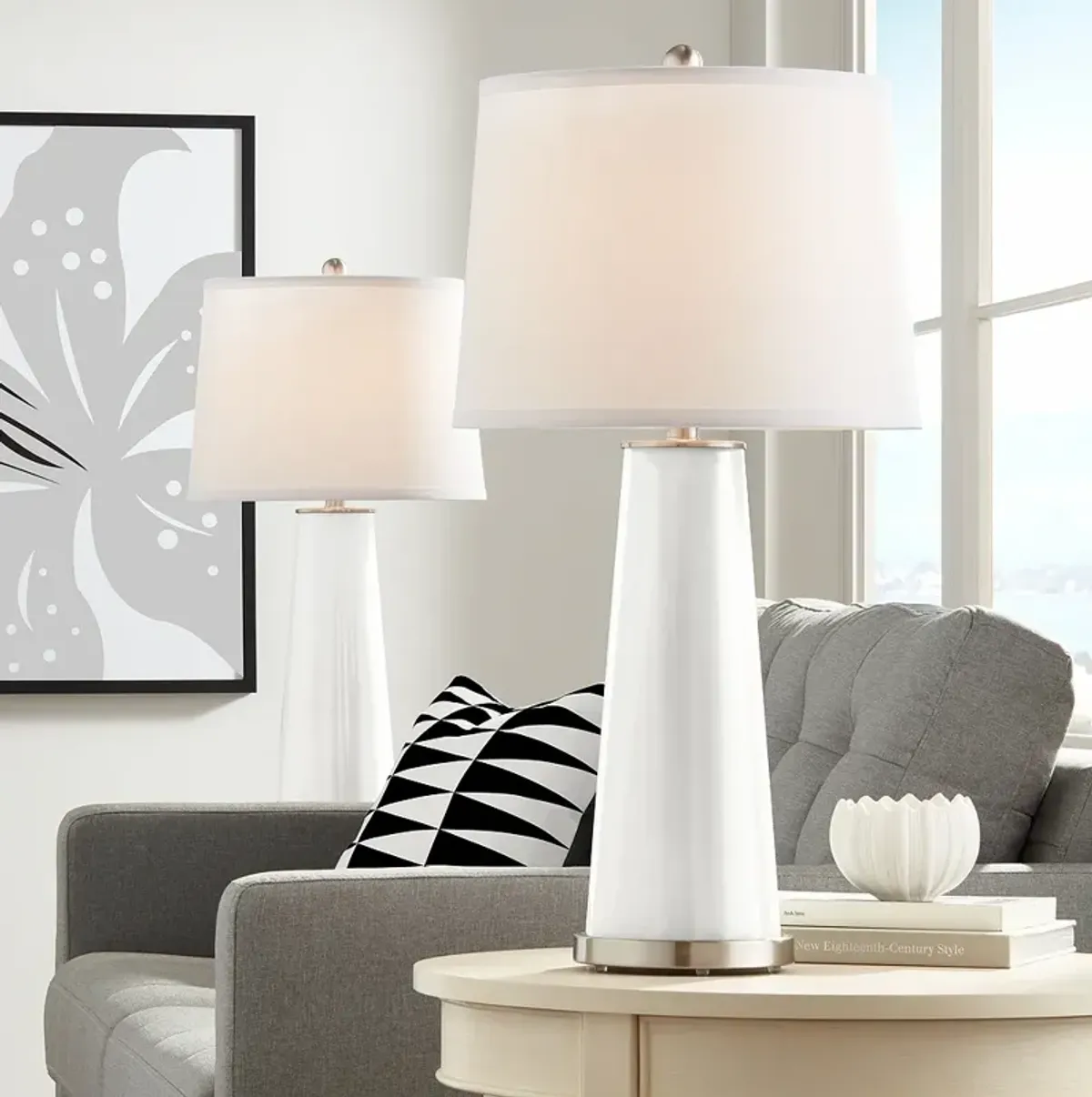 Color Plus Leo 29 1/2" Modern Winter White Table Lamps Set of 2