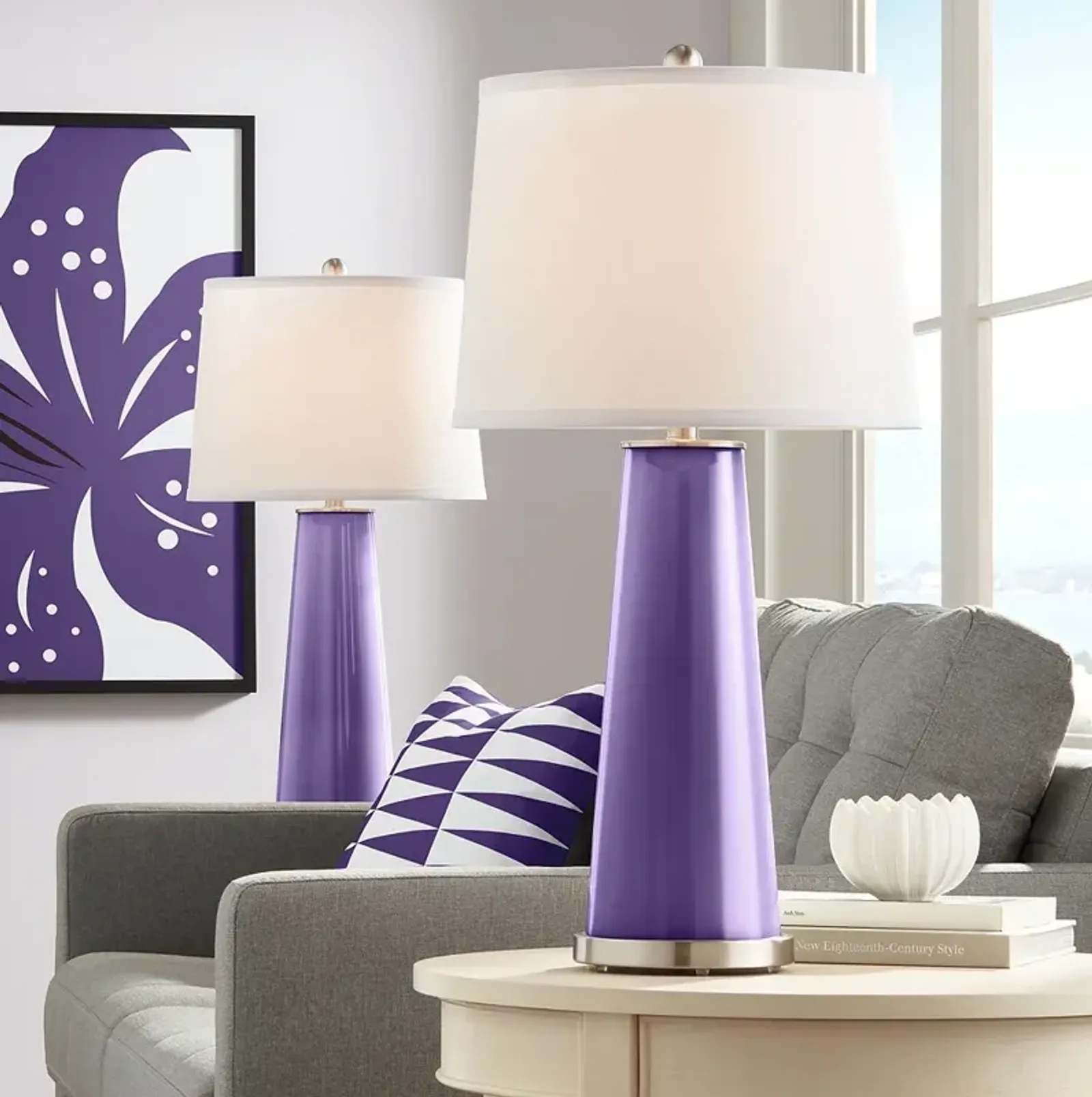 Color Plus Leo 29 1/2" Izmir Purple Glass Table Lamps Set of 2