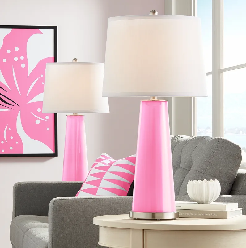 Color Plus Leo 29 1/2" Modern Glass Candy Pink Table Lamps Set of 2