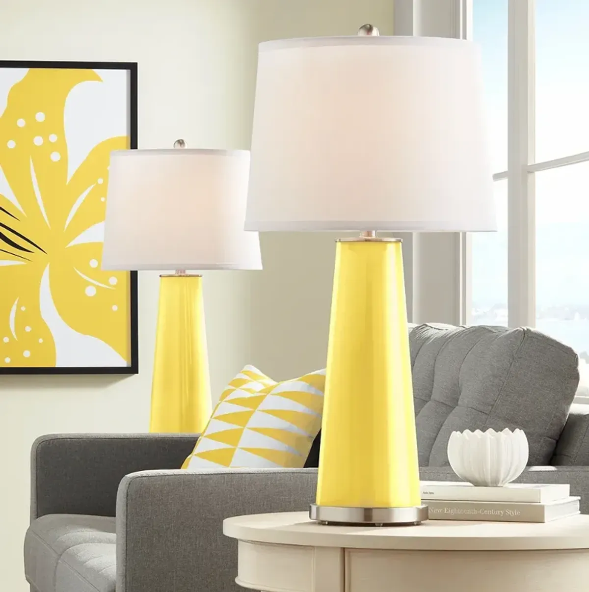 Color Plus Leo 29 1/2" Lemon Zest Yellow Table Lamps Set of 2