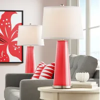 Color Plus Leo 29 1/2" Poppy Red Glass Table Lamps Set of 2