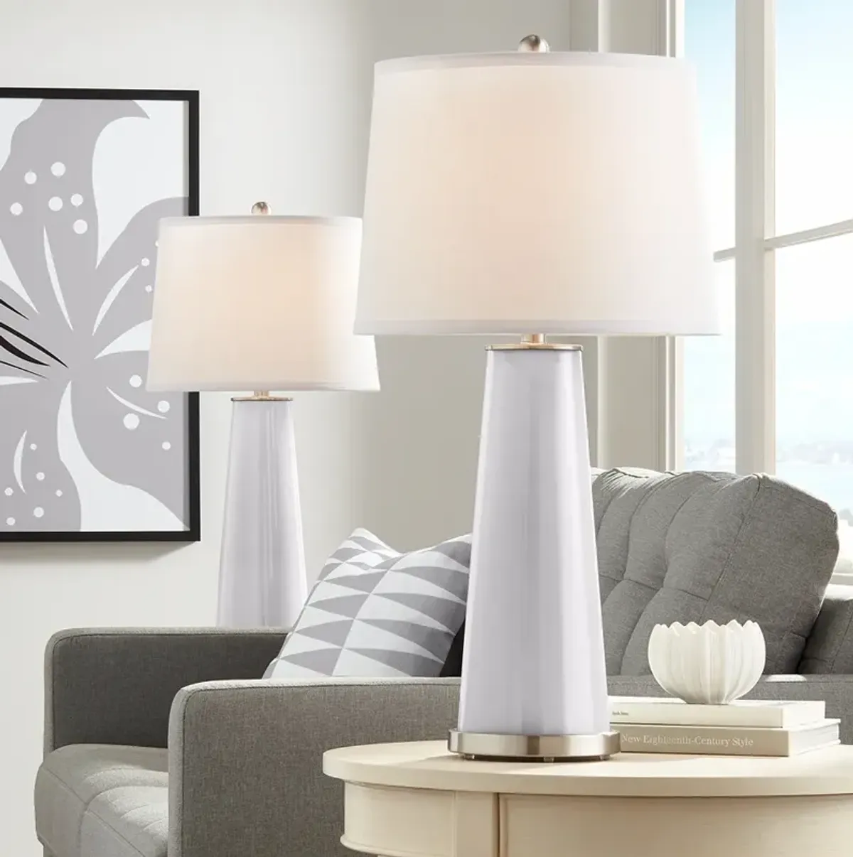 Color Plus Leo 29 1/2" Swanky Gray Glass Table Lamps Set of 2