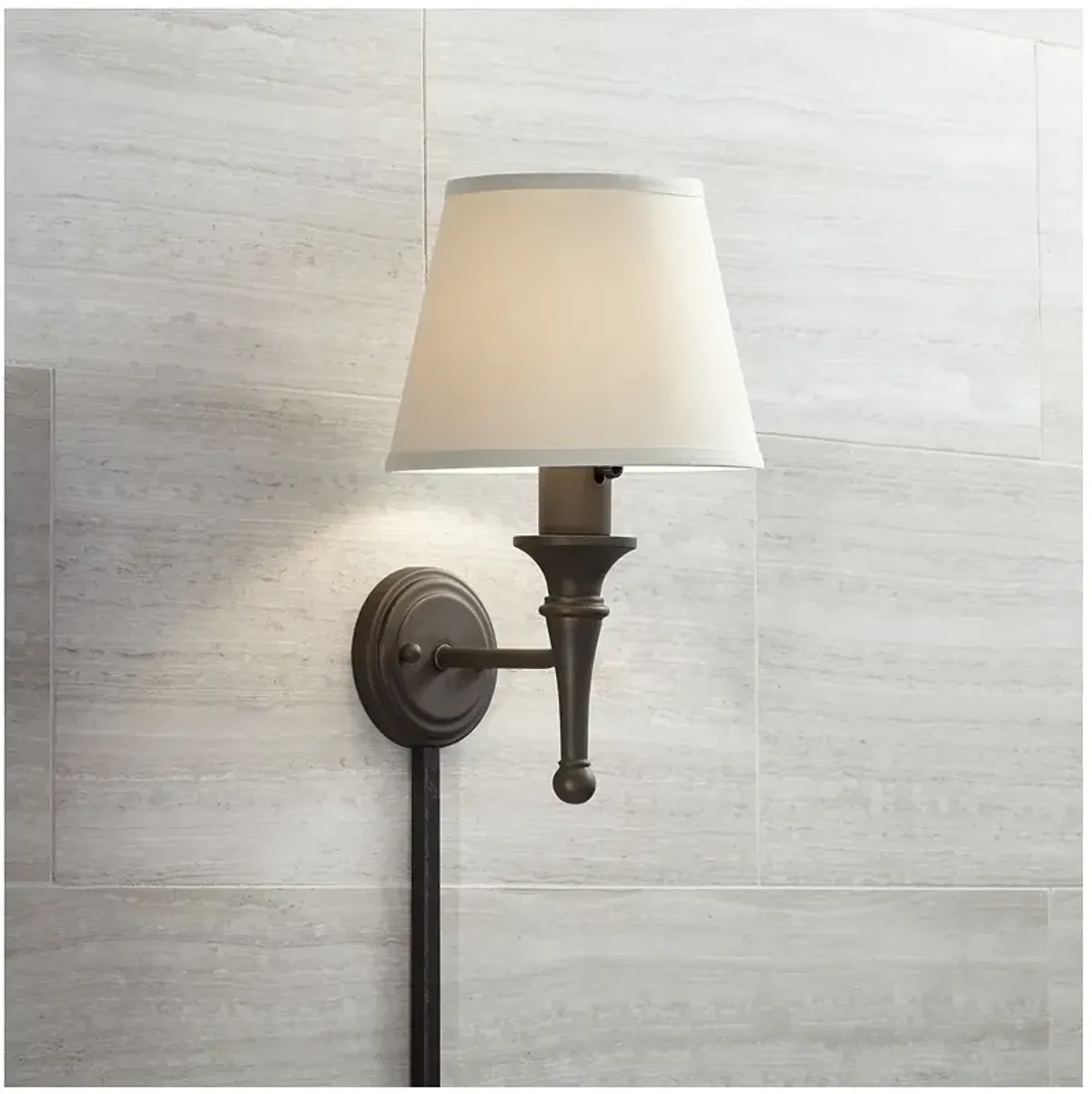 Braidy Bronze Plug-in Wall Sconce with Cord Cover