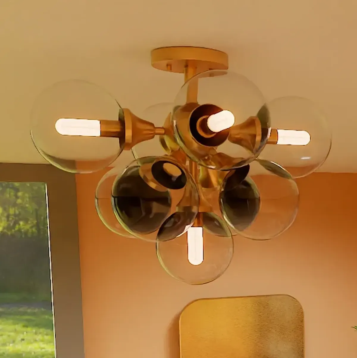 Glinda 20"W Brushed Weathered Brass 5-Light Ceiling Light