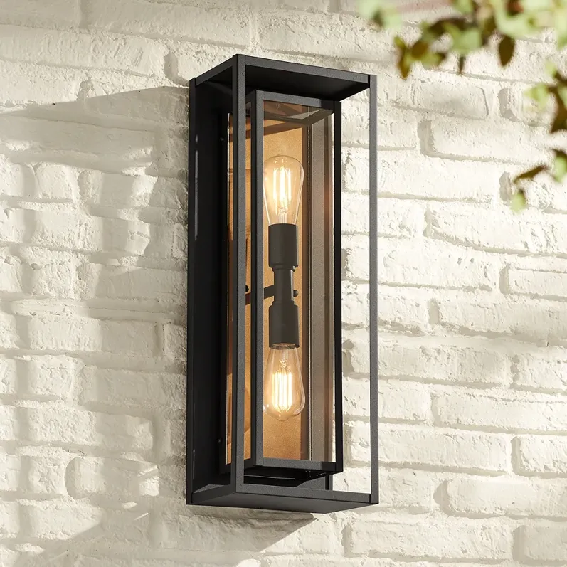 Possini Euro Metropolis 22" High Black and Gold Outdoor Wall Light