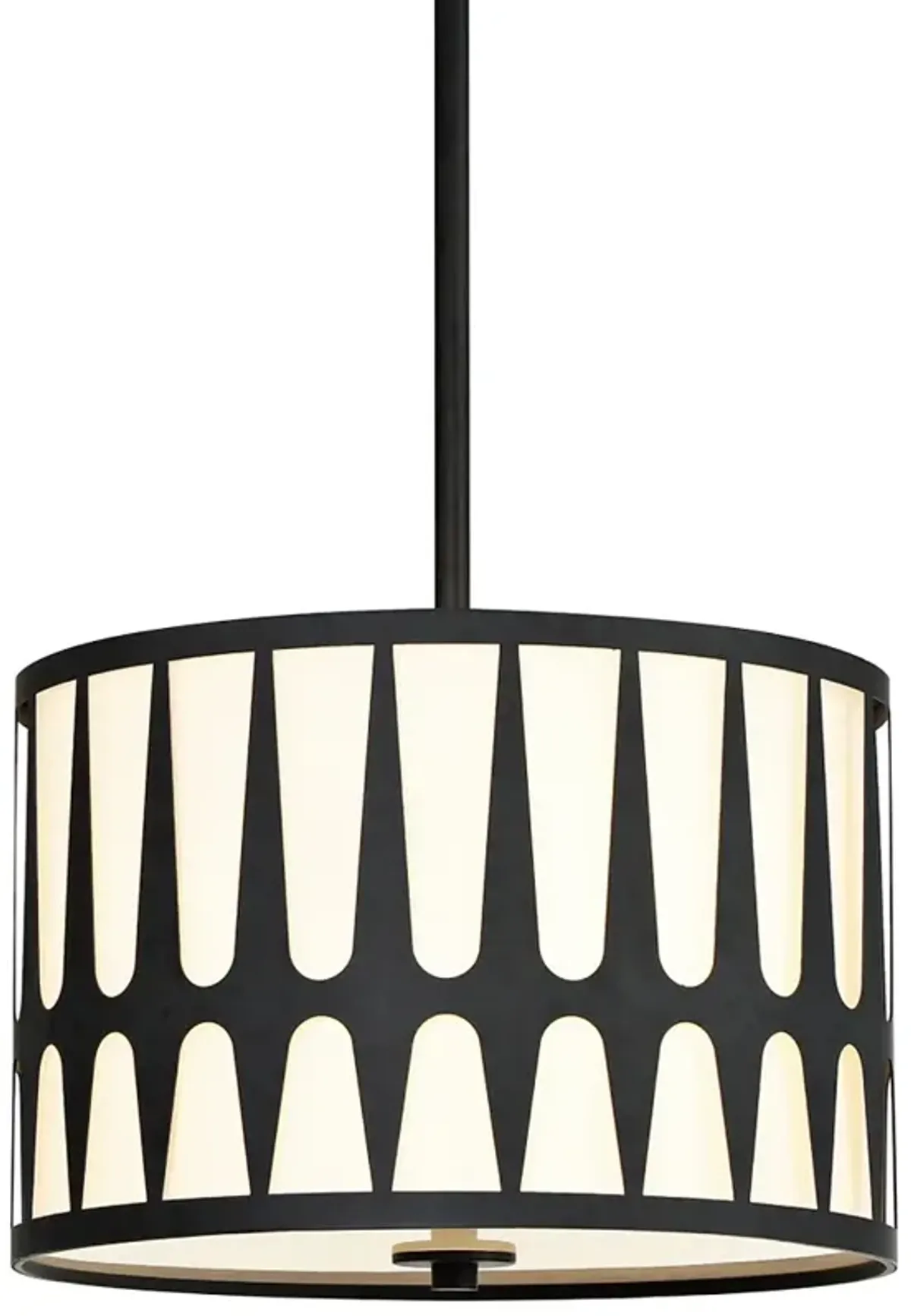 Crystorama Royston 15" Wide Black Drum Pendant Light