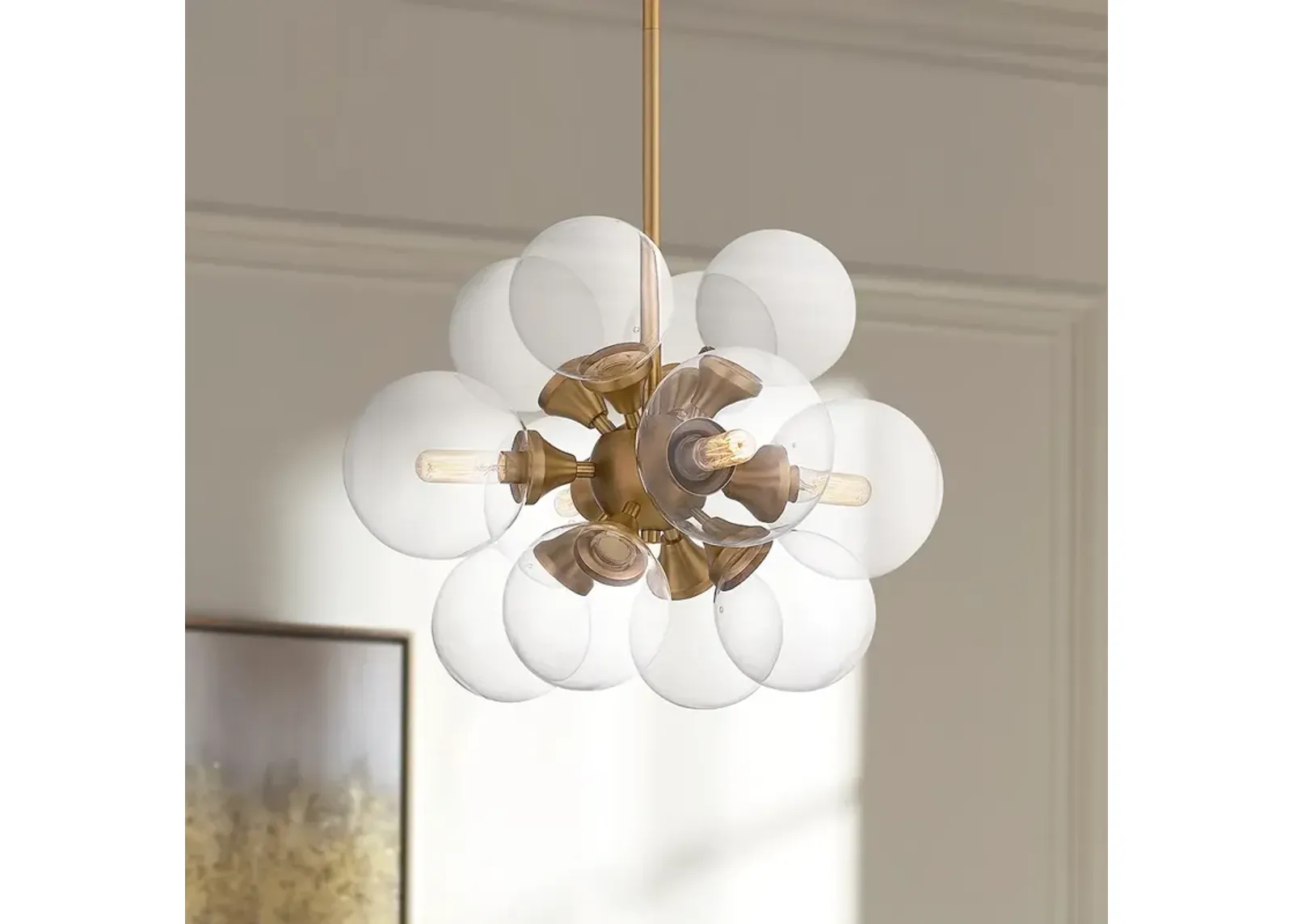 Glinda 20"W Brushed Weathered Brass 4-Light Sputnik Pendant