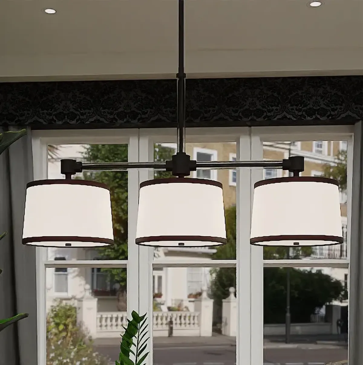 Quoizel Kylen 42" Wide Matte Black 3-Light Linear Pendant