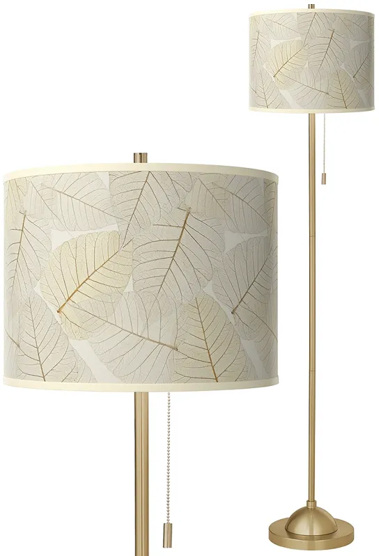 Fall Leaves Giclee Warm Gold Stick Floor Lamp