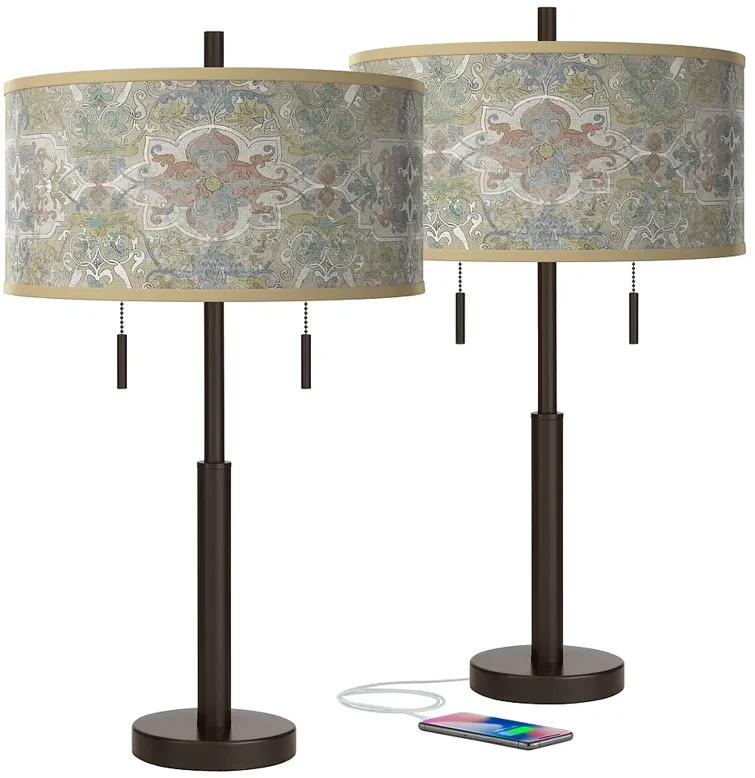 Lucrezia Robbie Bronze USB Table Lamps Set of 2