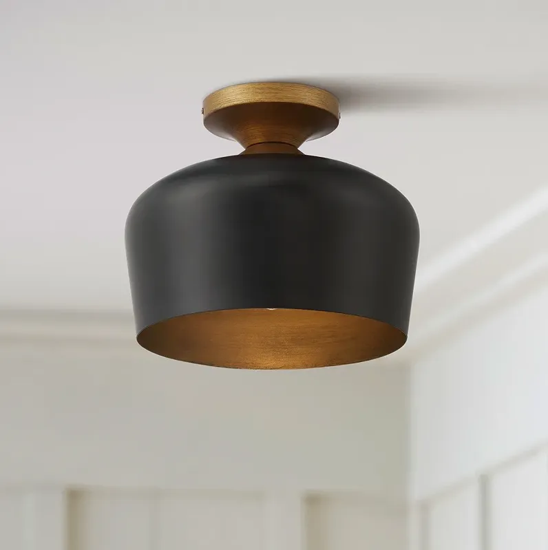 Possini Euro Davina 11 3/4" Wide Black and Gold Modern Ceiling Light