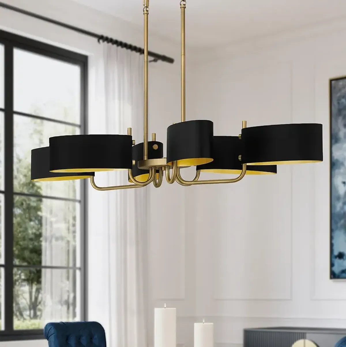 Quoizel Madden 41 1/2"W Aged Brass 6-Light Island Chandelier