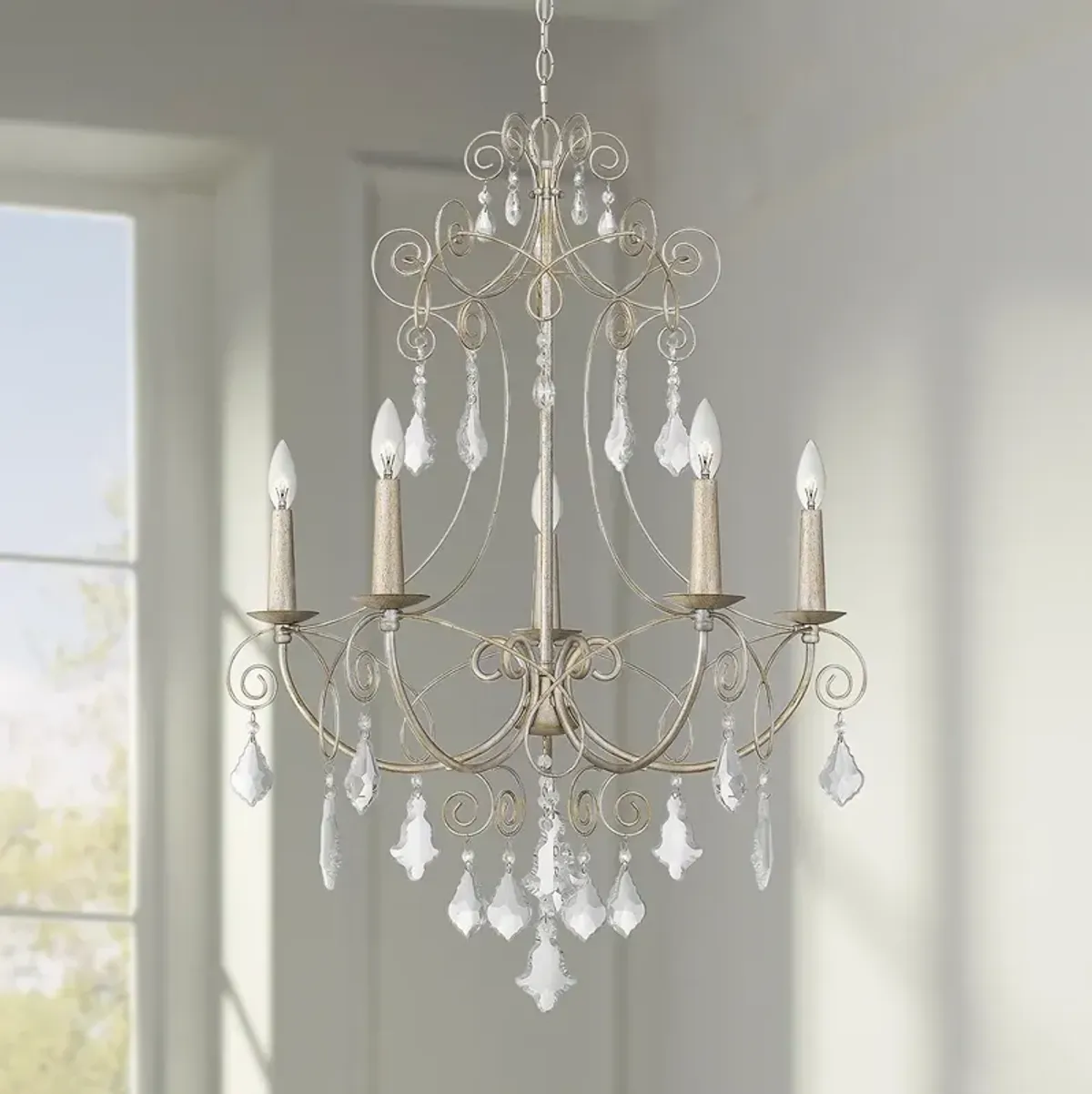 Quoizel Merida 28" Wide Vintage Gold 5-Light Chandelier