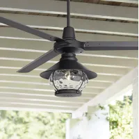 60" Casa Vieja Turbina LED DC-Damp Matte Black Ceiling Fan with Remote