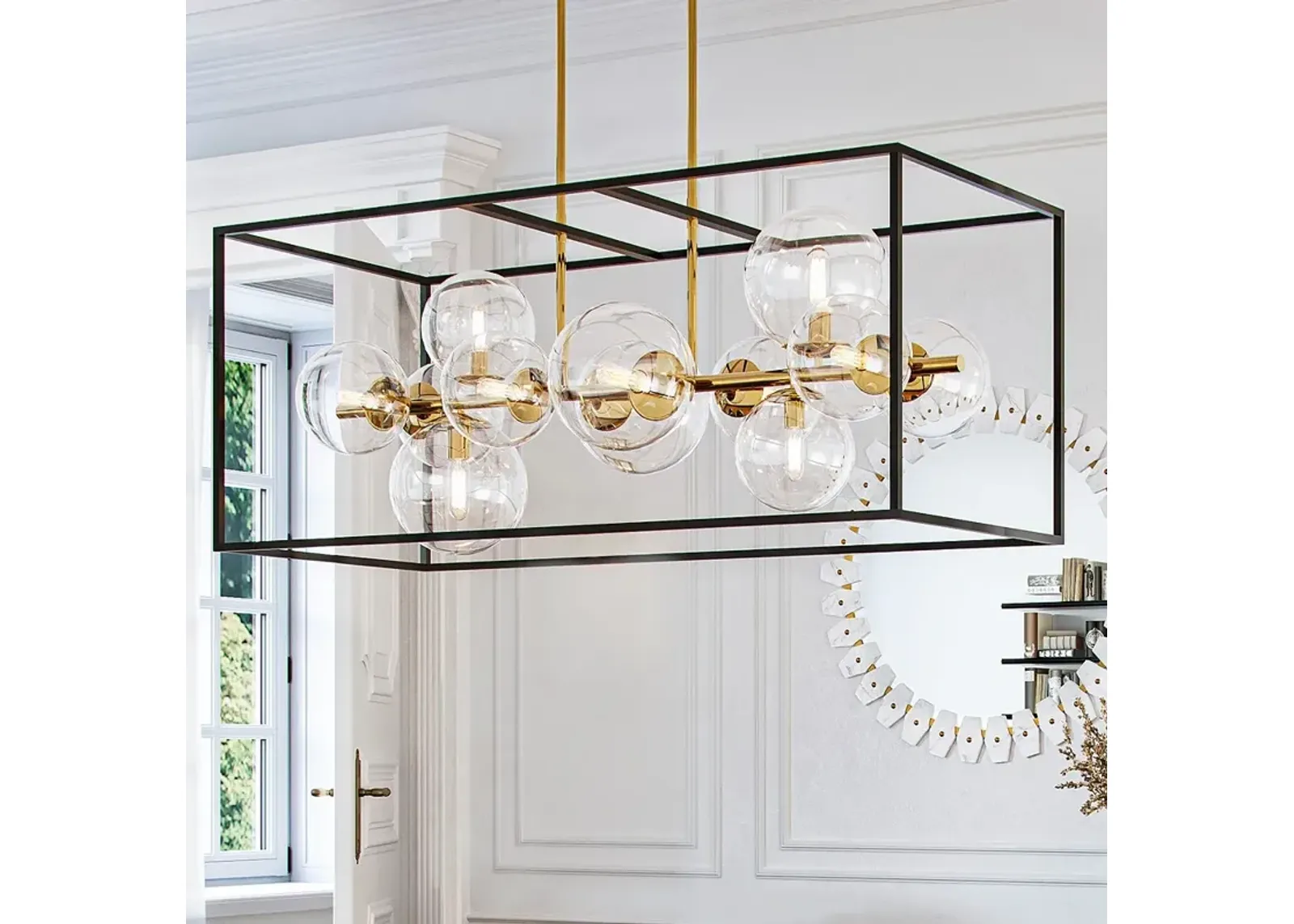 Possini Euro Fitzgerald 38" Modern Black and Gold 12-Light Chandelier