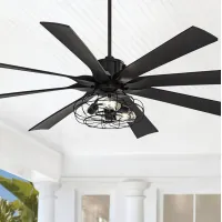 70" Possini Defender Matte Black LED Ceiling Fan with Remote