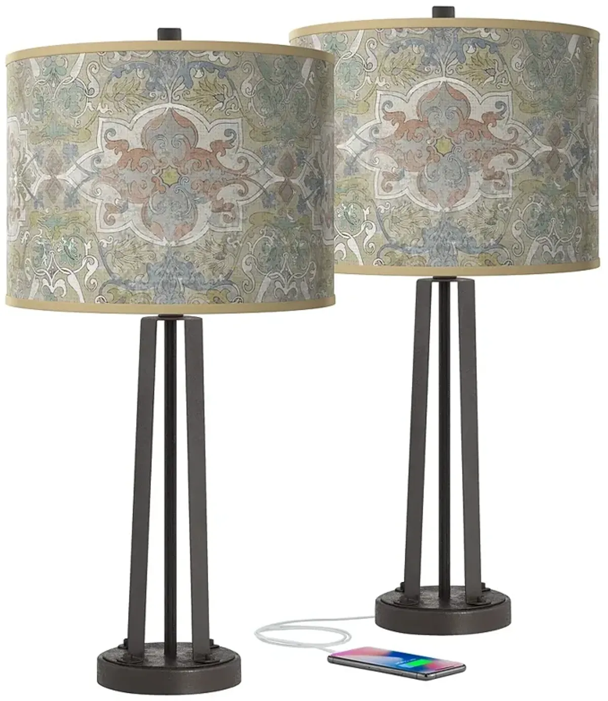 Lucrezia Susan Dark Bronze USB Table Lamps Set of 2