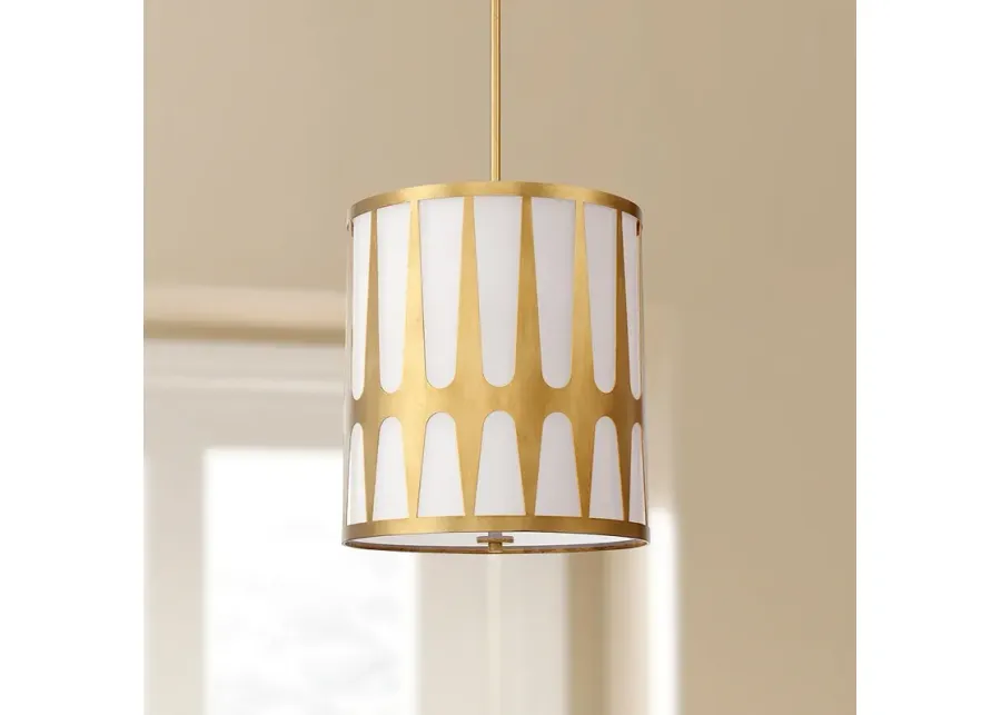 Crystorama Royston 17" Wide Antique Gold Drum Pendant Light