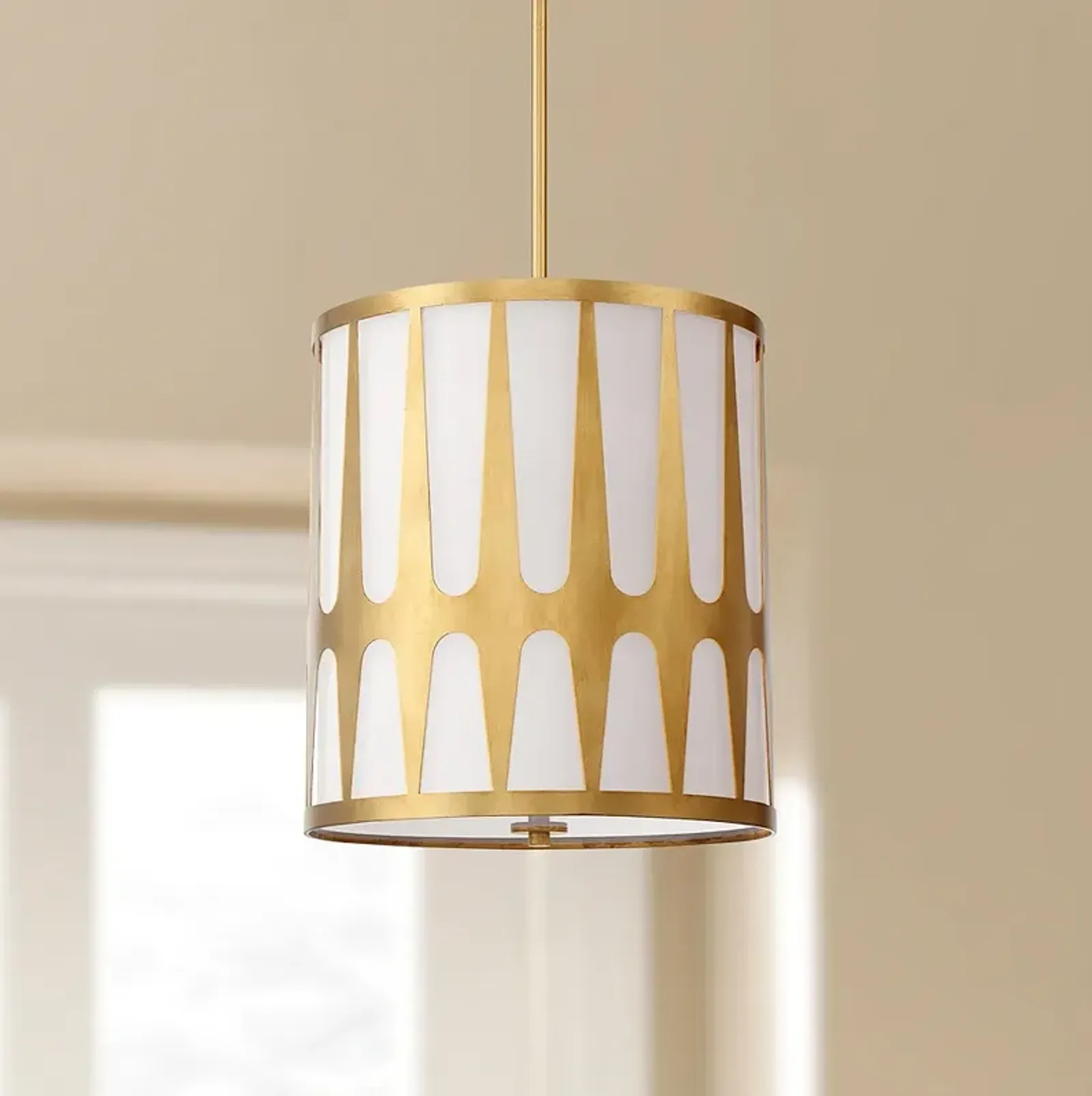 Crystorama Royston 17" Wide Antique Gold Drum Pendant Light