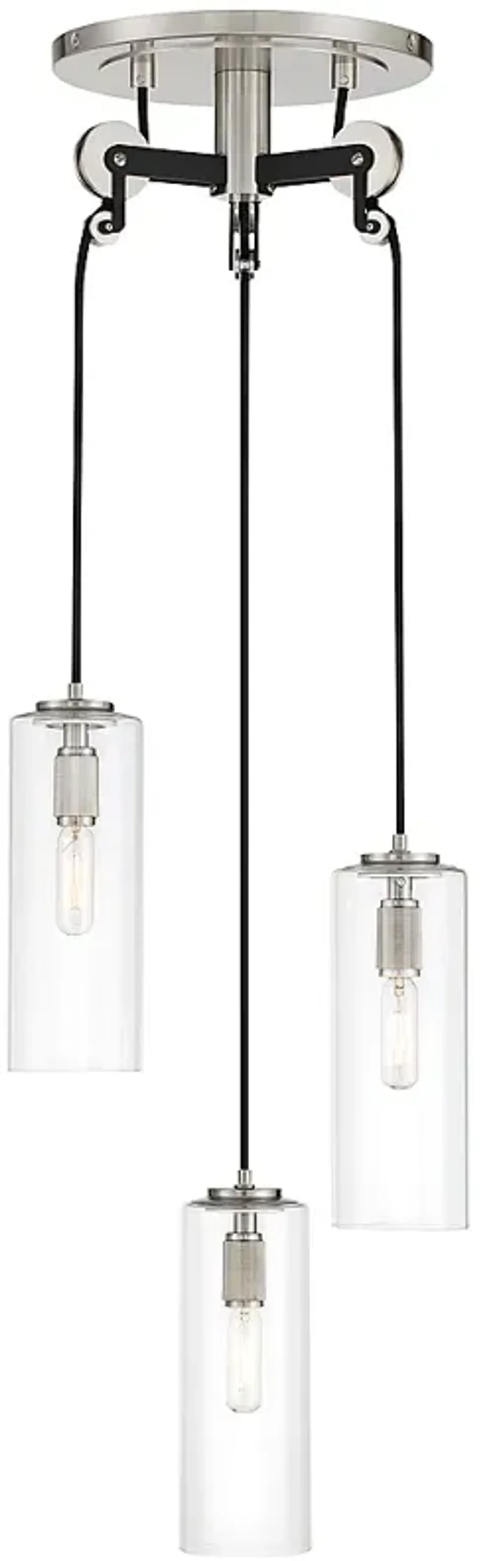 Pullman Junction 12 1/4"W Brushed Nickel Multi-Light Pendant