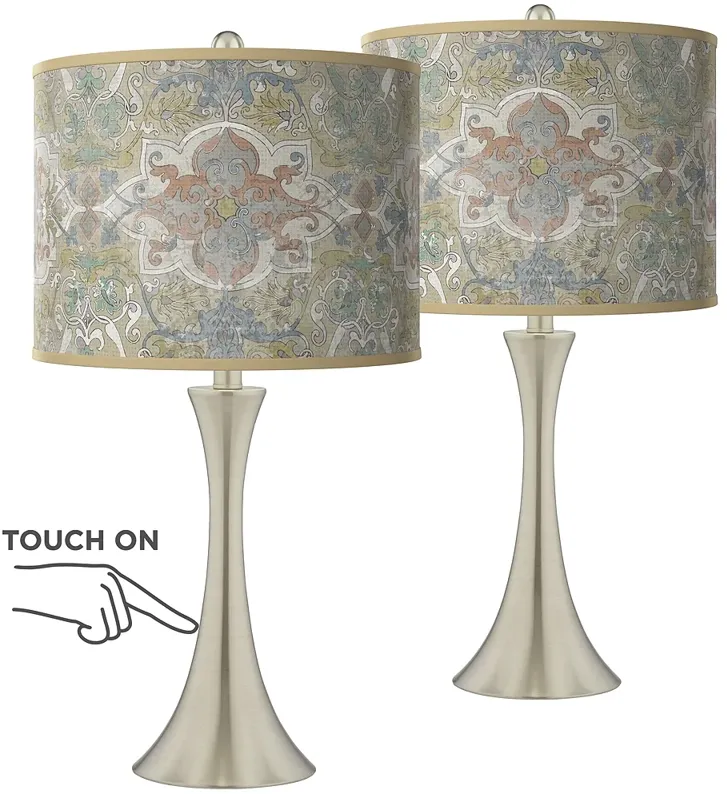 Lucrezia Trish Brushed Nickel Touch Table Lamps Set of 2