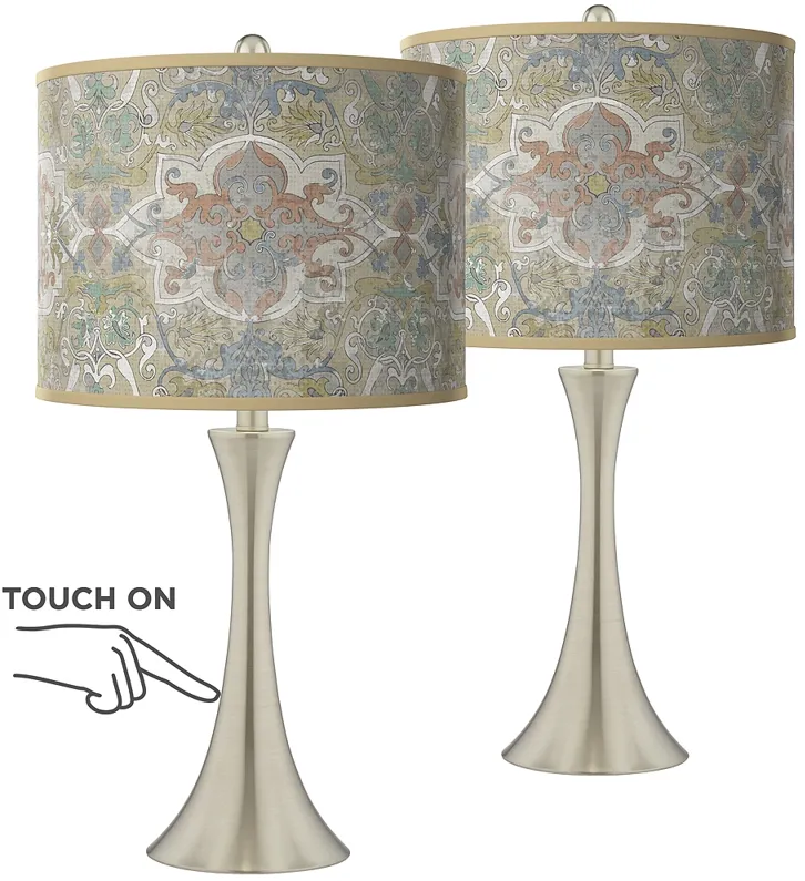 Lucrezia Trish Brushed Nickel Touch Table Lamps Set of 2