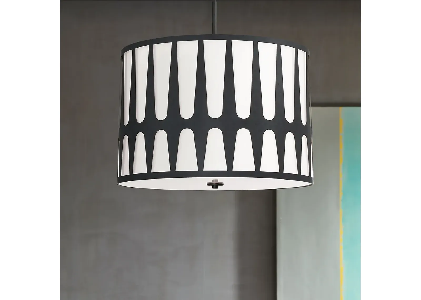 Crystorama Royston 24" Wide Black Drum Pendant Light