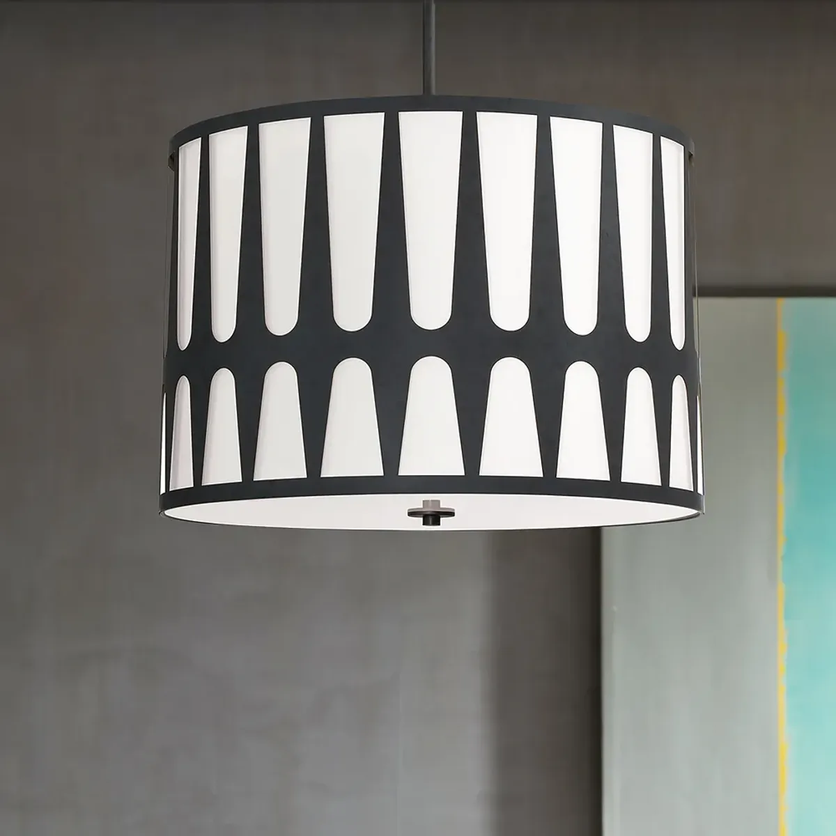 Crystorama Royston 24" Wide Black Drum Pendant Light