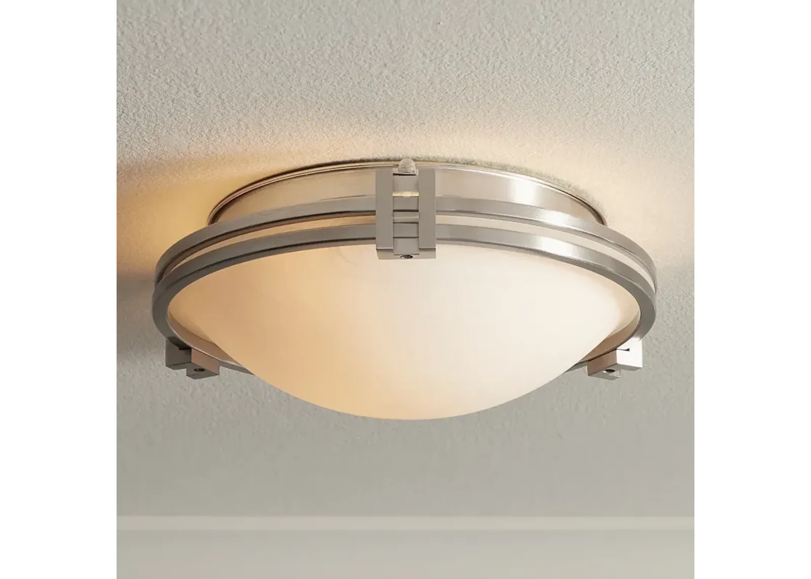 Possini Euro Deco 12 3/4" Wide Brushed Nickel Ceiling Light