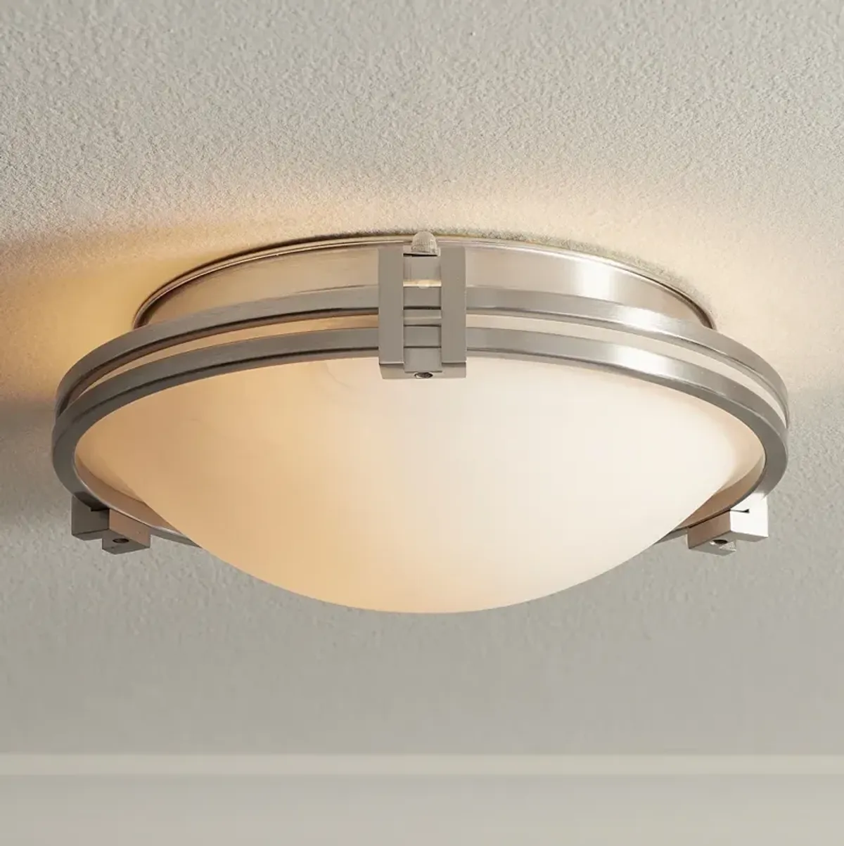 Possini Euro Deco 12 3/4" Wide Brushed Nickel Ceiling Light