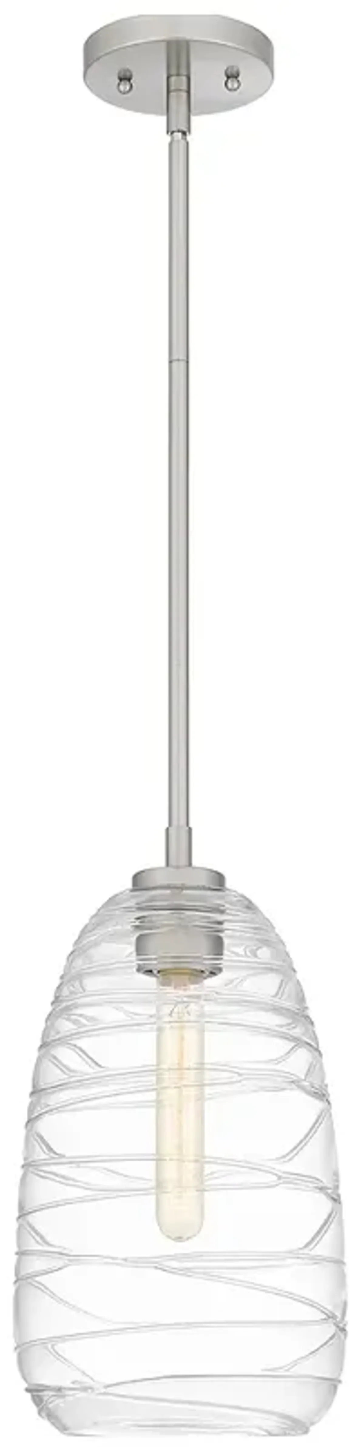 Quoizel Asher 8"W Brushed Nickel Mini Pendant w/ Swirl Glass