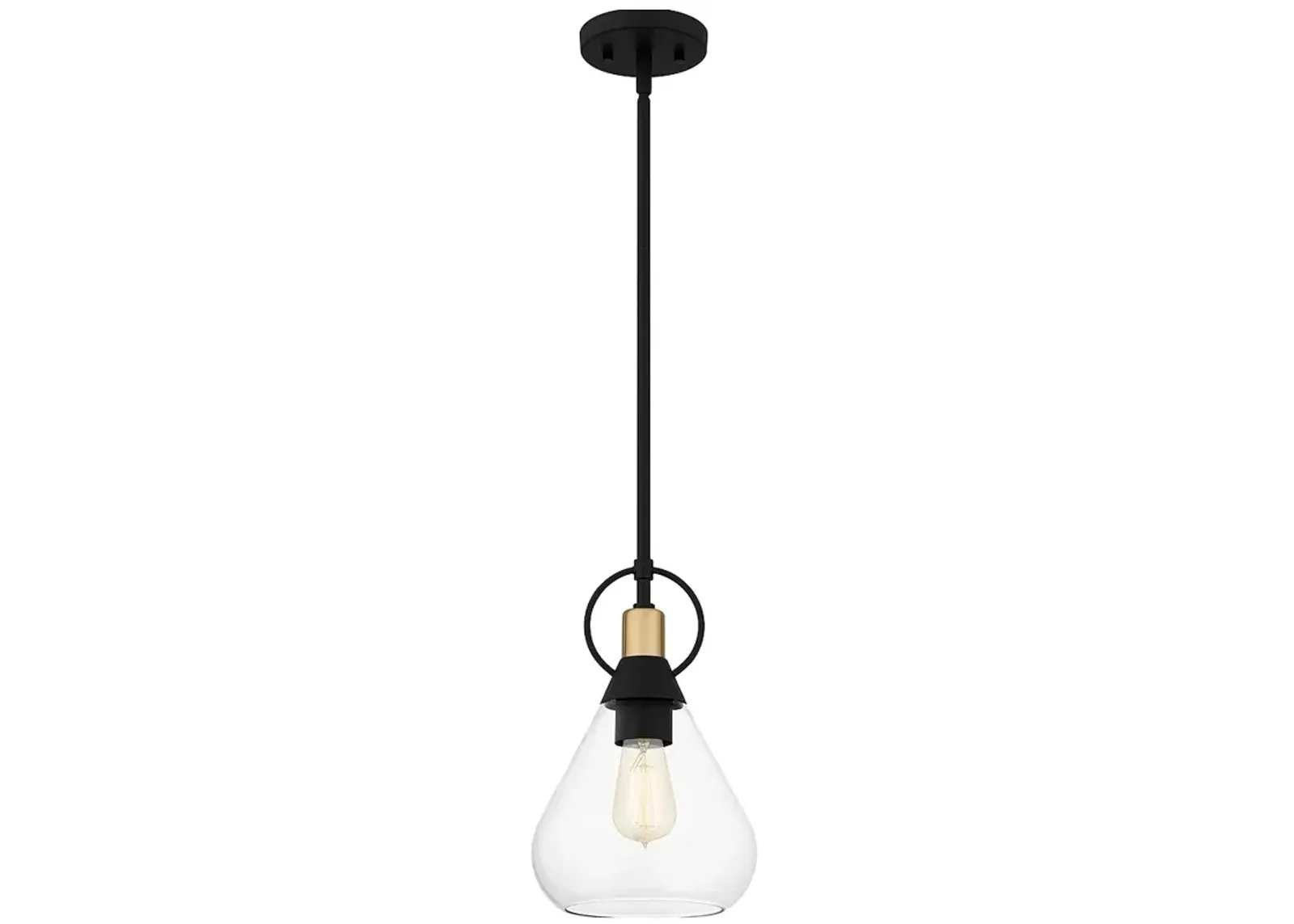 Quoizel Singh 8" Wide 1-Light Matte Black and Water Glass Mini Pendant