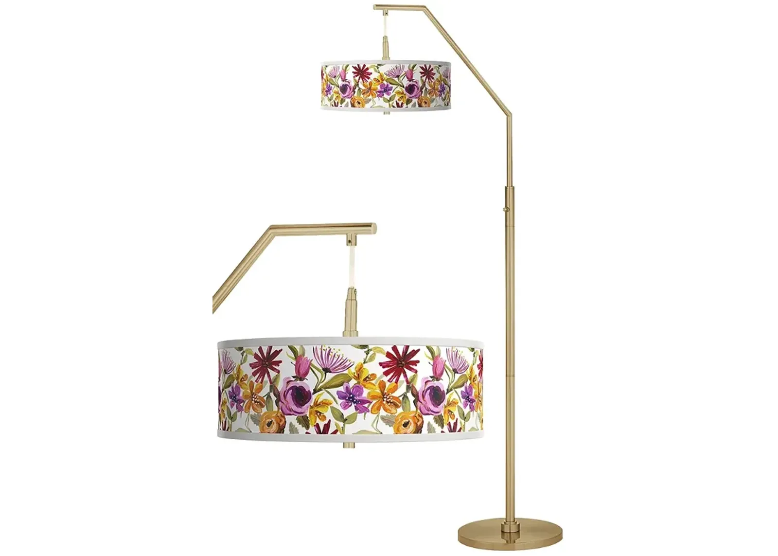 Bountiful Blooms Giclee Warm Gold Arc Floor Lamp