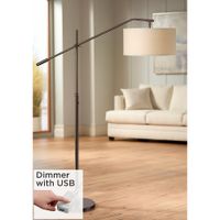 Possini Euro Holden Oil-Rubbed Bronze Boom Arm Floor Lamp with USB Dimmer