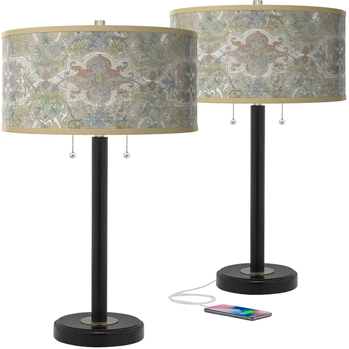 Lucrezia Arturo Black Bronze USB Table Lamps Set of 2